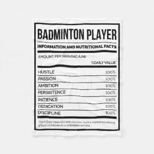 Badminton Player Information And Nutritional Facts Fleece Blanket