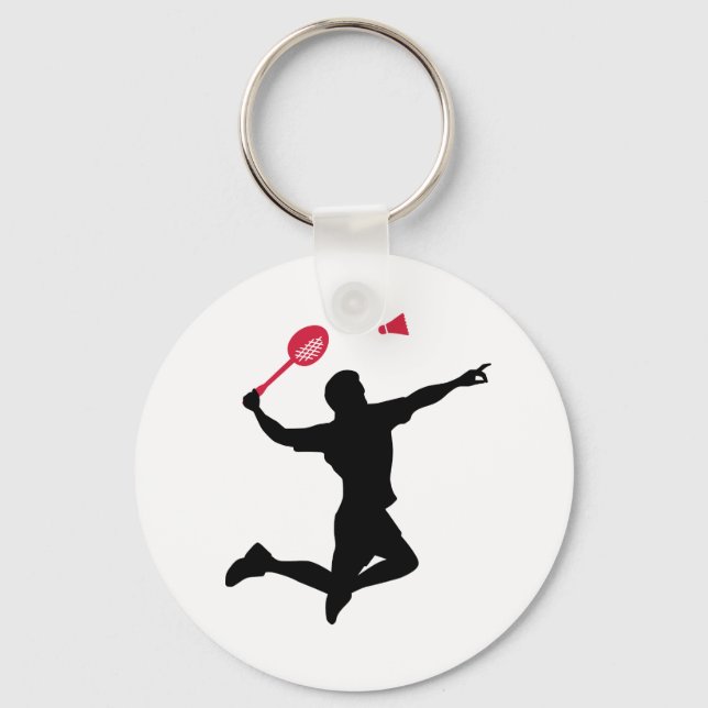 Badminton player jump key ring (Front)