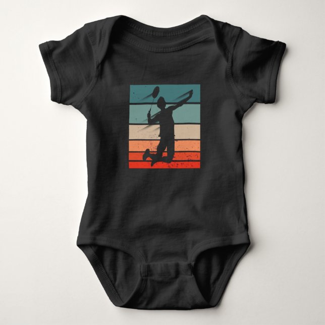 Badminton Player Jump Smash Baby Bodysuit (Front)