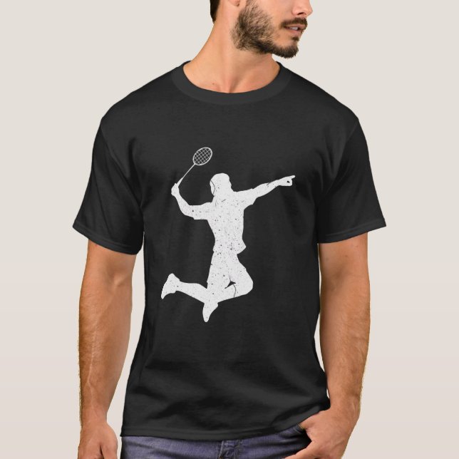 Badminton Player Men Shuttlecock Sports Club 1 T-Shirt (Front)