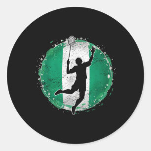 Badminton Player Nigeria Nigerian Flag Nigeria Classic Round Sticker