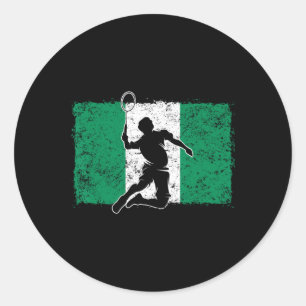 Badminton Player Nigeria Nigerian Flag Nigeria Classic Round Sticker