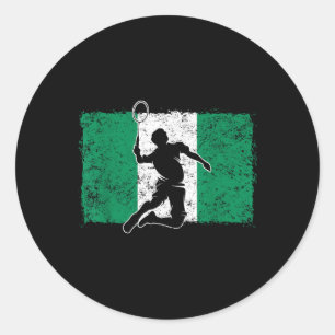 Badminton Player Nigeria Nigerian Flag Nigeria Classic Round Sticker