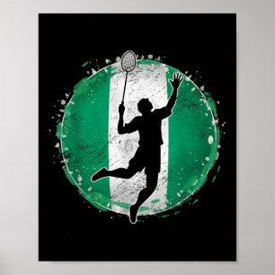 Badminton Player Nigeria Nigerian Flag Nigeria  Poster