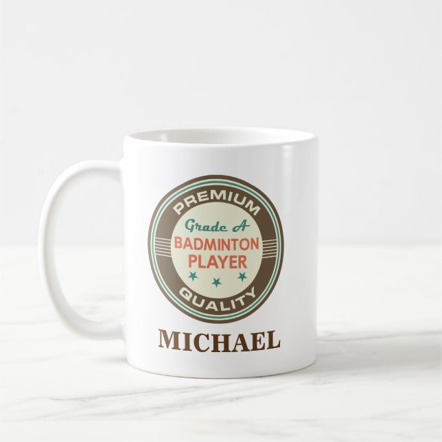 Badminton Player Personalised Office Mug Gift (Left)