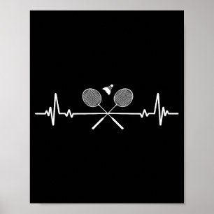 Badminton Player Players Coach Fans Boys Man Heart Poster