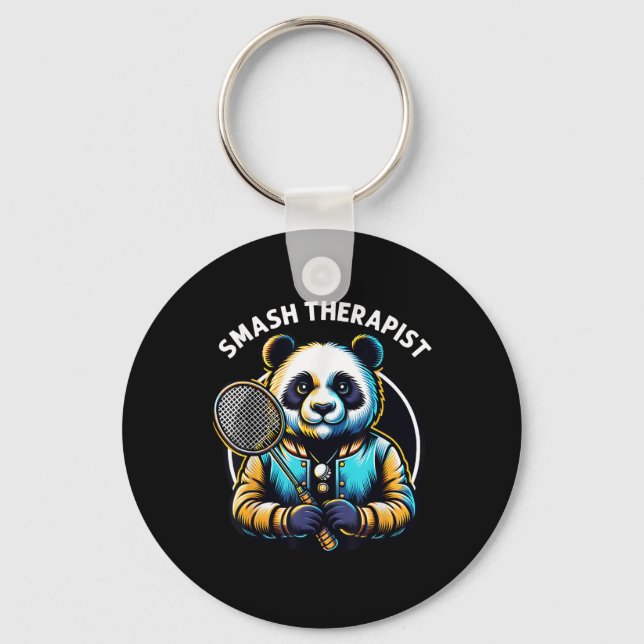 Badminton Player Pun Shuttle Smash Therapist Badmi Key Ring (Front)