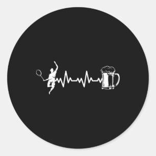Badminton Player Racket - Heartbeat Ekg Badminton Classic Round Sticker