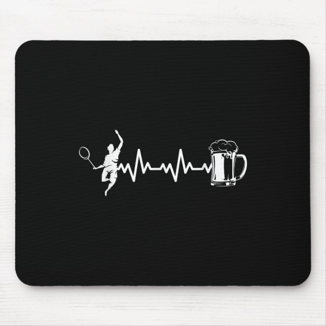 Badminton Player Racket - Heartbeat Ekg Badminton  Mouse Pad (Front)