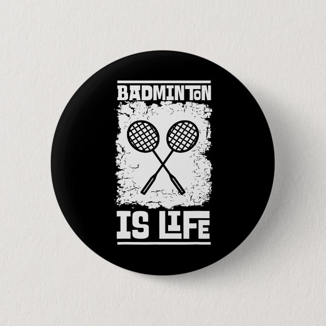 Badminton Player - Racket Shuttle Badminton  6 Cm Round Badge (Front)