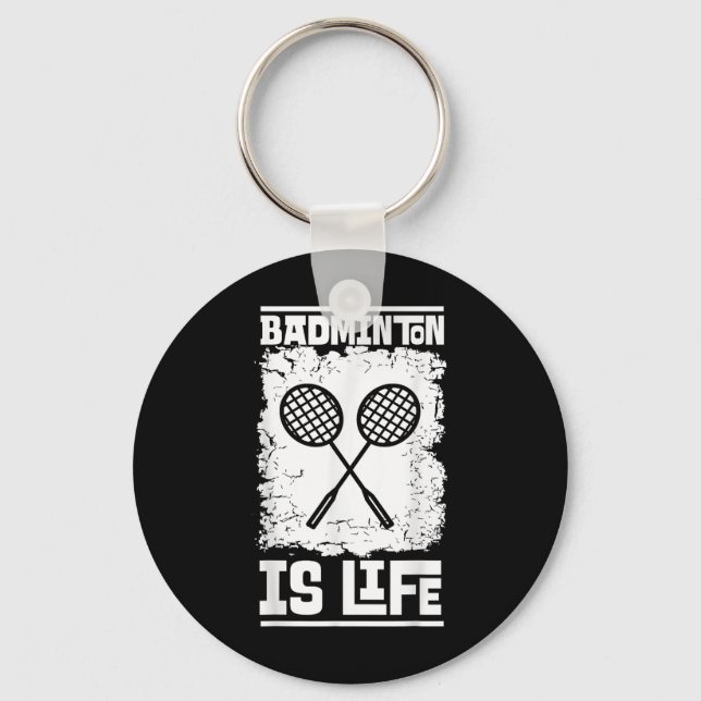 Badminton Player - Racket Shuttle Badminton  Key Ring (Front)