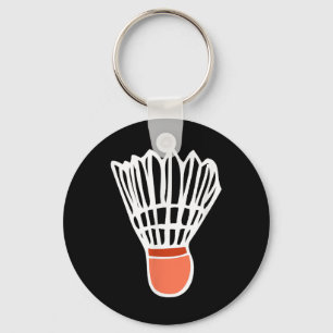 Badminton Player Racket Shuttle Illustration Sport Key Ring