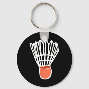 Badminton Player Racket Shuttle Illustration Sport Key Ring