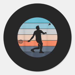 Badminton Player Racquet Sport Shuttle Retro Vinta Classic Round Sticker