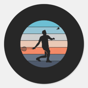 Badminton Player Racquet Sport Shuttle Retro Vinta Classic Round Sticker