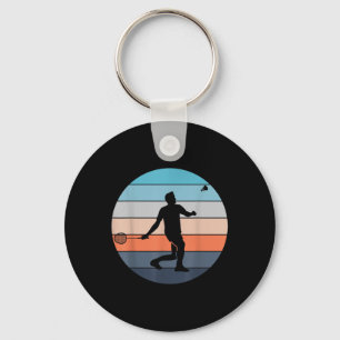 Badminton Player Racquet Sport Shuttle Retro Vinta Key Ring