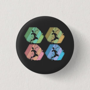 Badminton Player Retro 3 Cm Round Badge