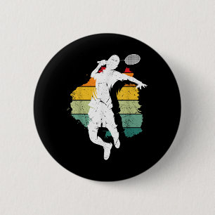 Badminton Player Retro Badminton Team Shuttle Play 6 Cm Round Badge