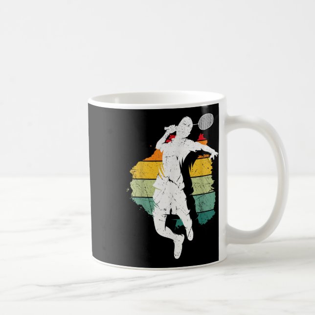 Badminton Player Retro Badminton Team Shuttle Play Coffee Mug (Right)