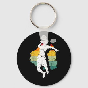 Badminton Player Retro Badminton Team Shuttle Play Key Ring