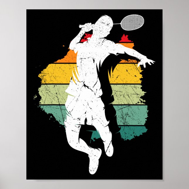 Badminton Player Retro Badminton Team Shuttle Play Poster (Front)