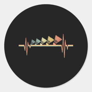 Badminton Player Retro Heartbeat - Badminton Sport Classic Round Sticker