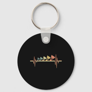 Badminton Player Retro Heartbeat - Badminton Sport Key Ring