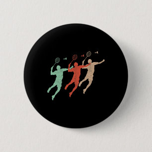 Badminton Player Retro Smash Shuttle Vintage Badmi 6 Cm Round Badge
