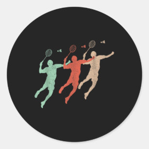 Badminton Player Retro Smash Shuttle Vintage Badmi Classic Round Sticker