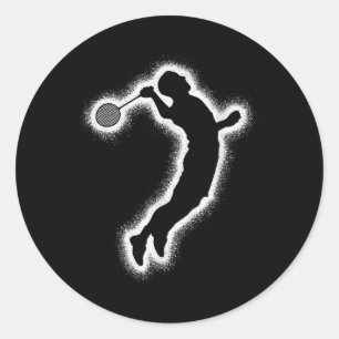 Badminton Player Shuttle Boys Badminton Men  Classic Round Sticker