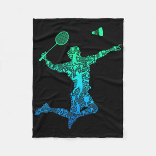 Badminton Player Shuttle Boys Kids Men Youth Fleece Blanket