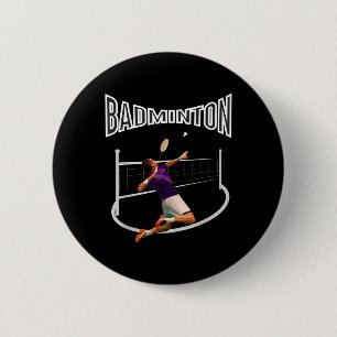 Badminton Player Shuttle Boys Men Youth 6 Cm Round Badge