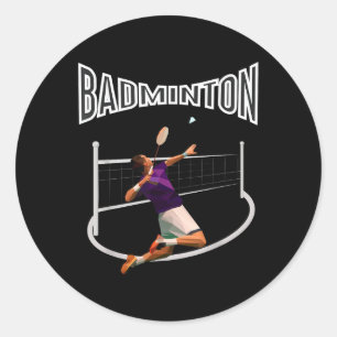 Badminton Player Shuttle Boys Men Youth Classic Round Sticker