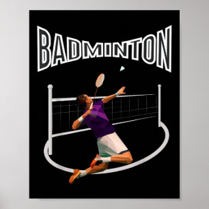 Badminton Player Shuttle Boys Men Youth Poster