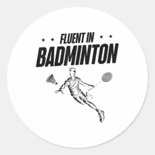 Badminton Player Shuttle  Classic Round Sticker