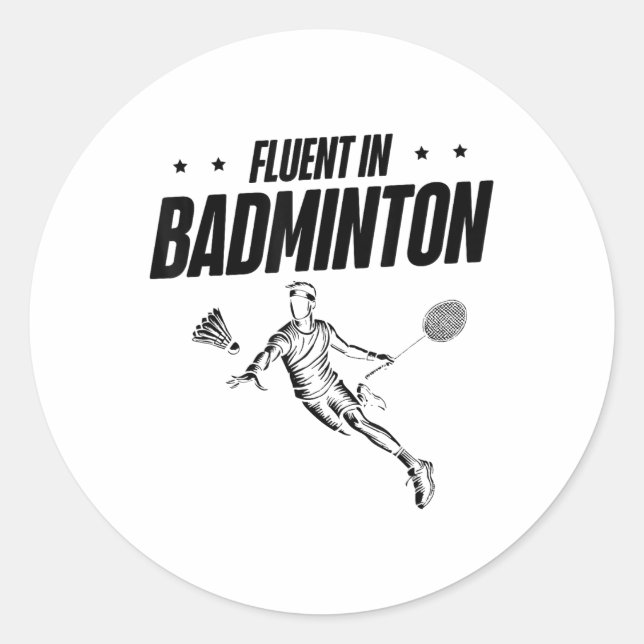 Badminton Player Shuttle  Classic Round Sticker (Front)
