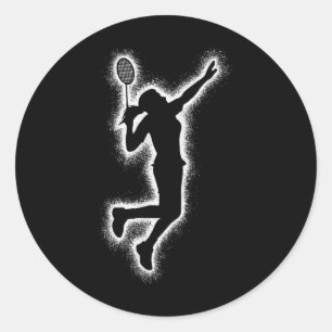 Badminton Player Shuttle Girls Kids Badminton Wome Classic Round Sticker