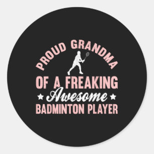 Badminton Player Shuttle Grandma Classic Round Sticker