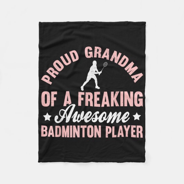 Badminton Player Shuttle Grandma  Fleece Blanket (Front)