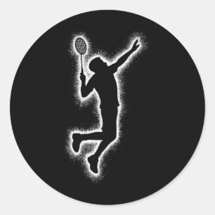 Badminton Player Shuttle Kids Boys Badminton Men  Classic Round Sticker