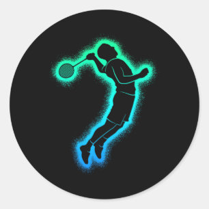 Badminton Player Shuttle Kids Men Badminton Boys Classic Round Sticker