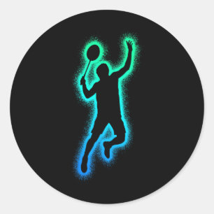 Badminton Player Shuttle Men Boys Badminton Classic Round Sticker