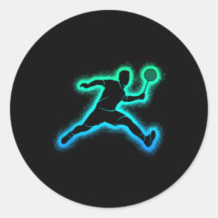 Badminton Player Shuttle Men Boys Badminton Kids Classic Round Sticker