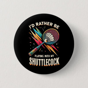 Badminton Player Shuttle Racket Badmintoner 6 Cm Round Badge
