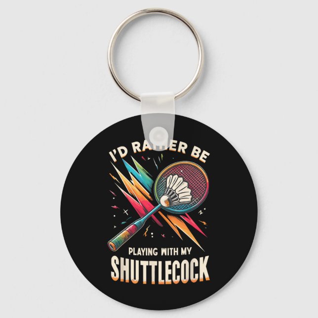 Badminton Player Shuttle Racket Badmintoner  Key Ring (Front)