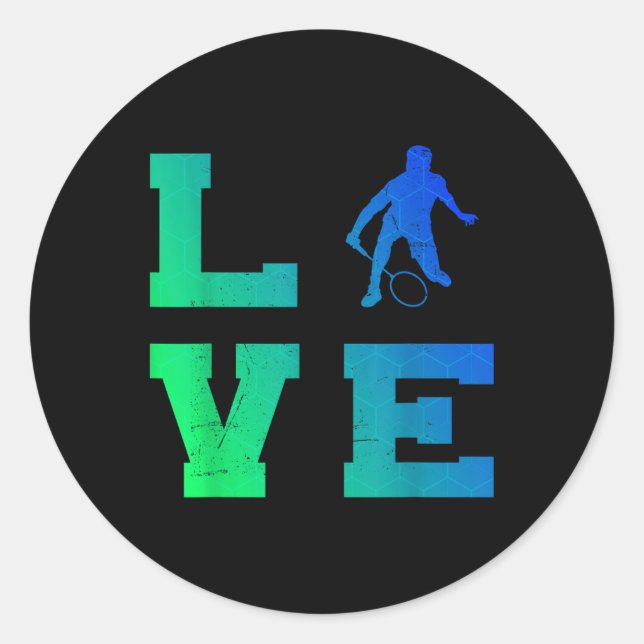 Badminton Player Shuttle Squash Mens Badminton  Classic Round Sticker (Front)