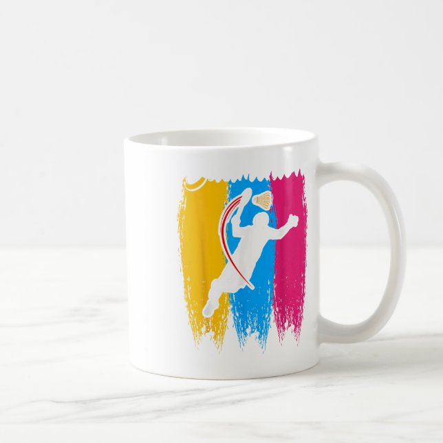 Badminton Player Shuttle Time Smash Rackets Lover  Coffee Mug (Right)