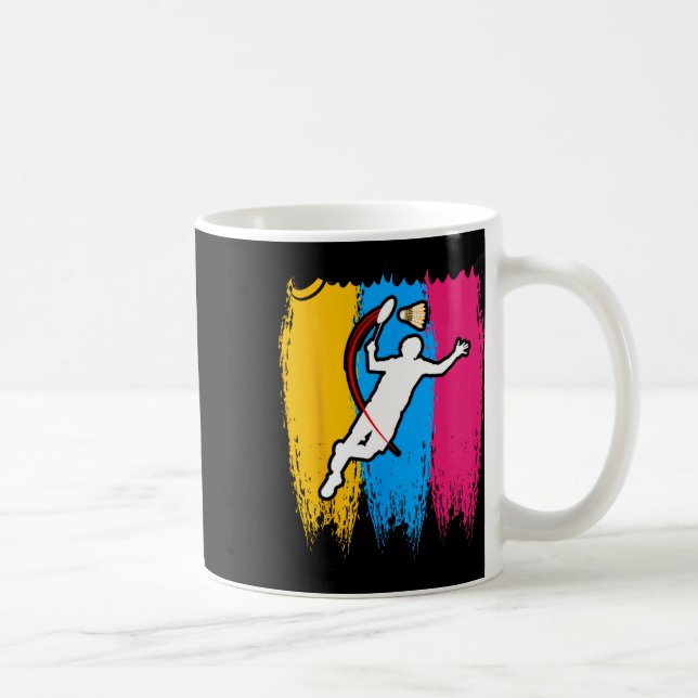 Badminton Player Shuttle Time Smash Rackets Lover  Coffee Mug (Right)