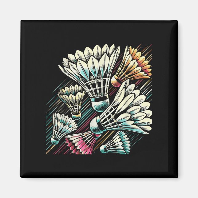 Badminton Player Shuttle Vibrant Design  Magnet (Front)