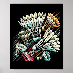 Badminton Player Shuttle Vibrant Design  Poster